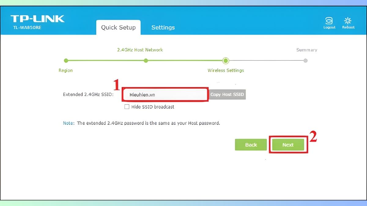Hoàn thành quá trình thiết lập