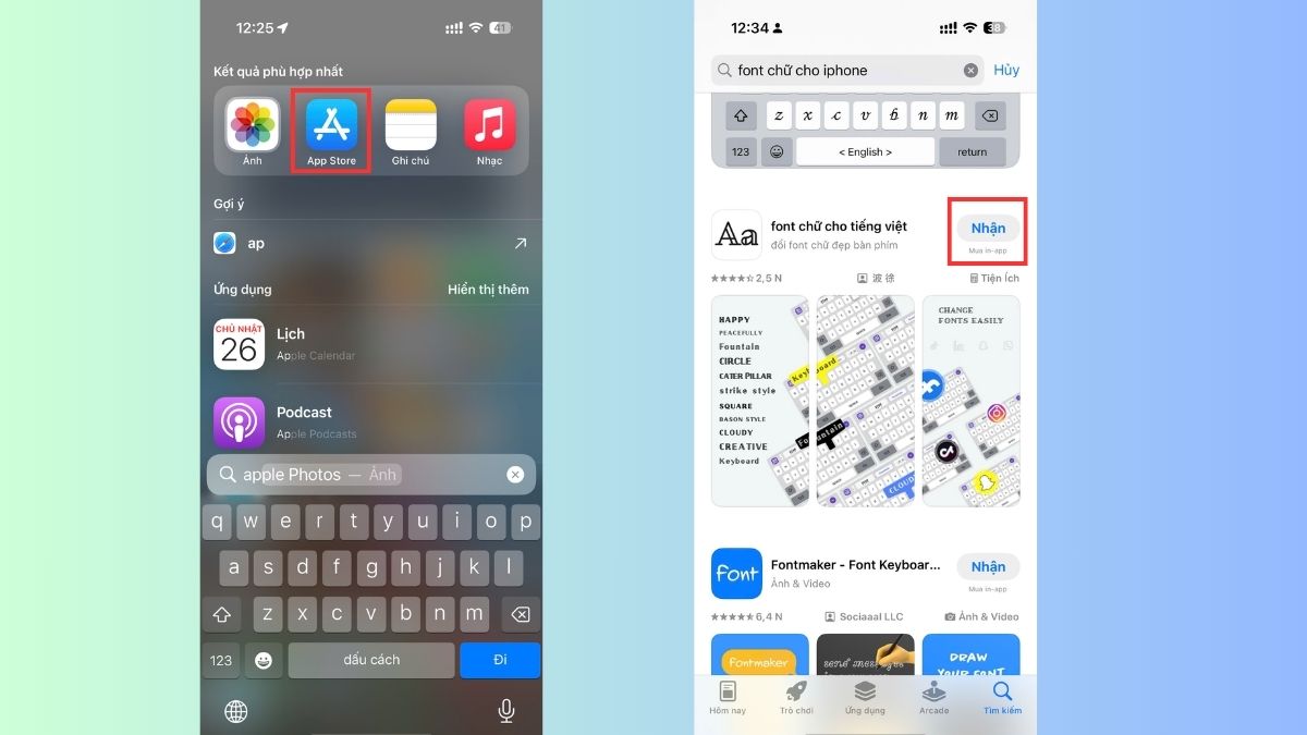 Tiến hành tải app font chữ về điện thoại