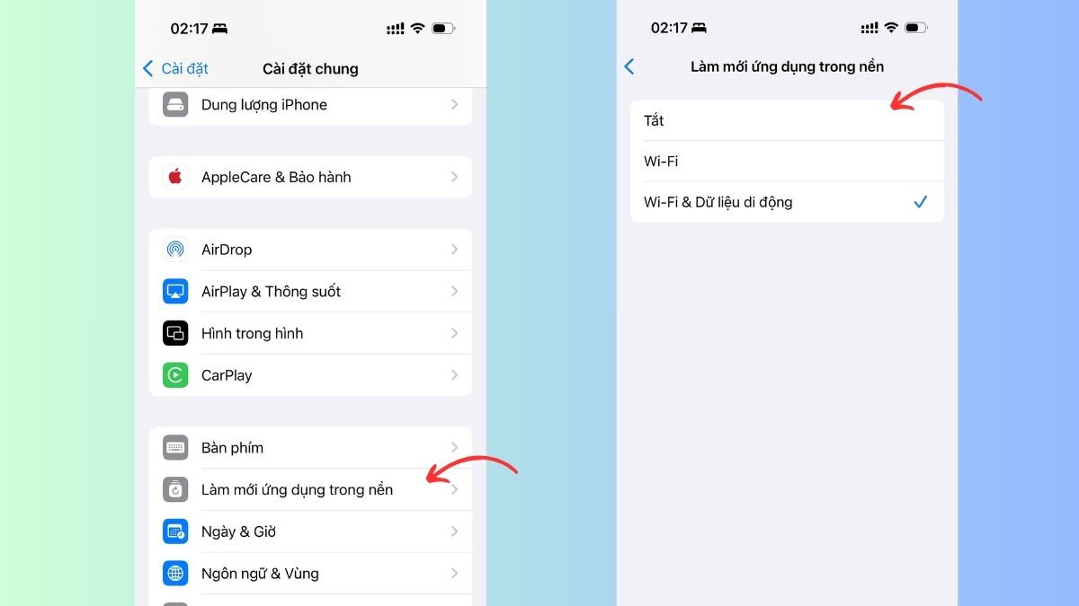 Cách khắc phục iPhone qua đêm bị tụt pin bằng cách tắt ứng dụng chạy ngầm - bước 2