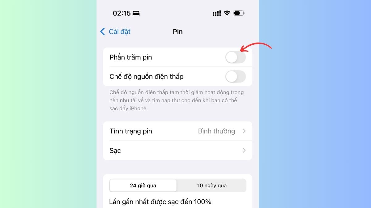 Cách khắc phục iPhone qua đêm bị tụt pin bằng cách dùng chế độ nguồn điện thấp - bước 2