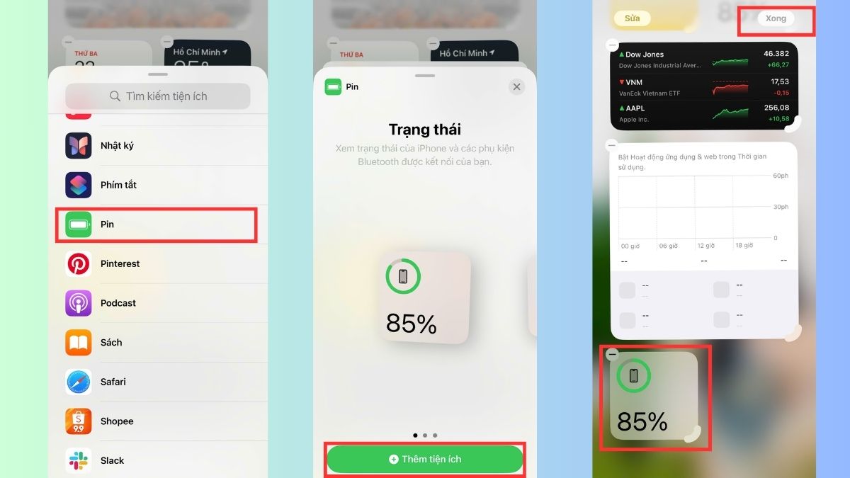Cài hiển thị phần trăm pin iPhone 13 Pro Max bằng Widget - bước 2