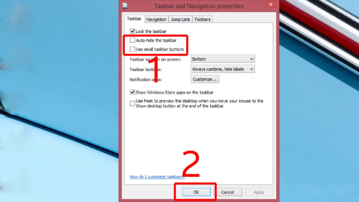 Thoát chế độ tự động ẩn Taskbar khắc phục máy tính bị mất thanh công cụ bước 2