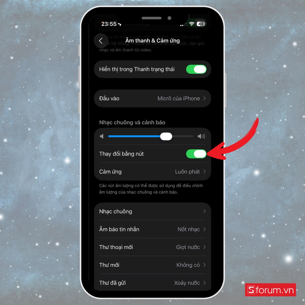 Cách chỉnh âm lượng báo thức iPhone bằng phím cứng bước 3