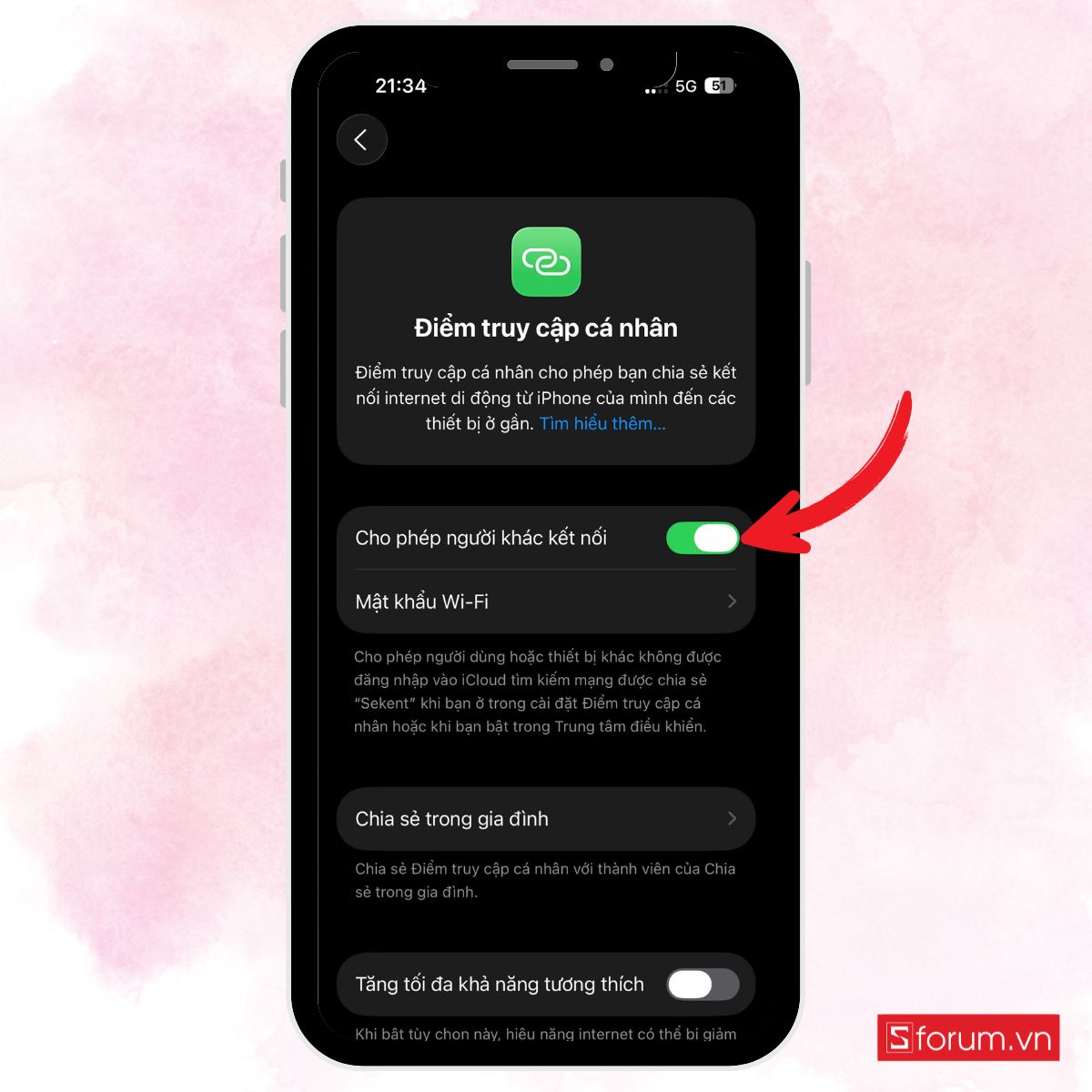 Cho phép người khác kết nối
