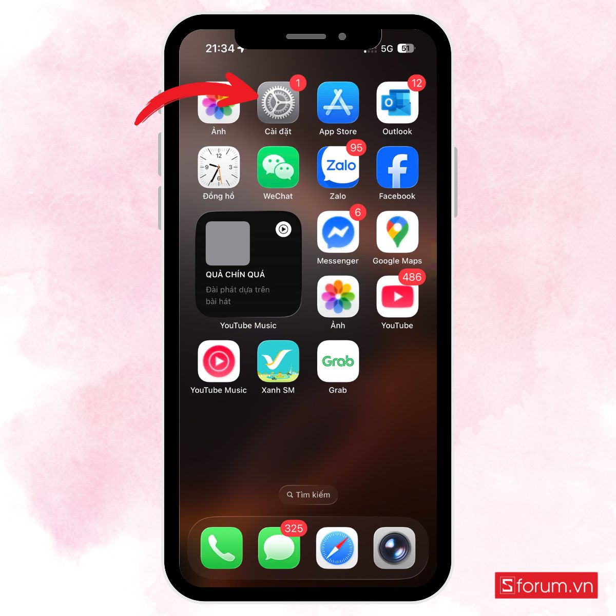 Mở ứng dụng Cài đặt trên iPhone