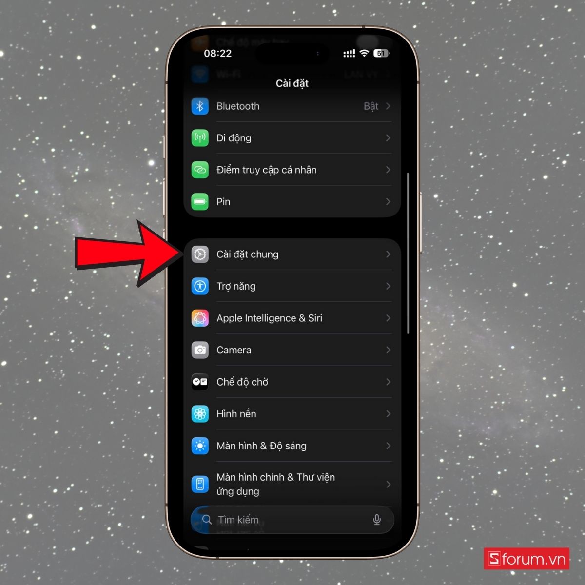 Chọn Cài đặt chung
