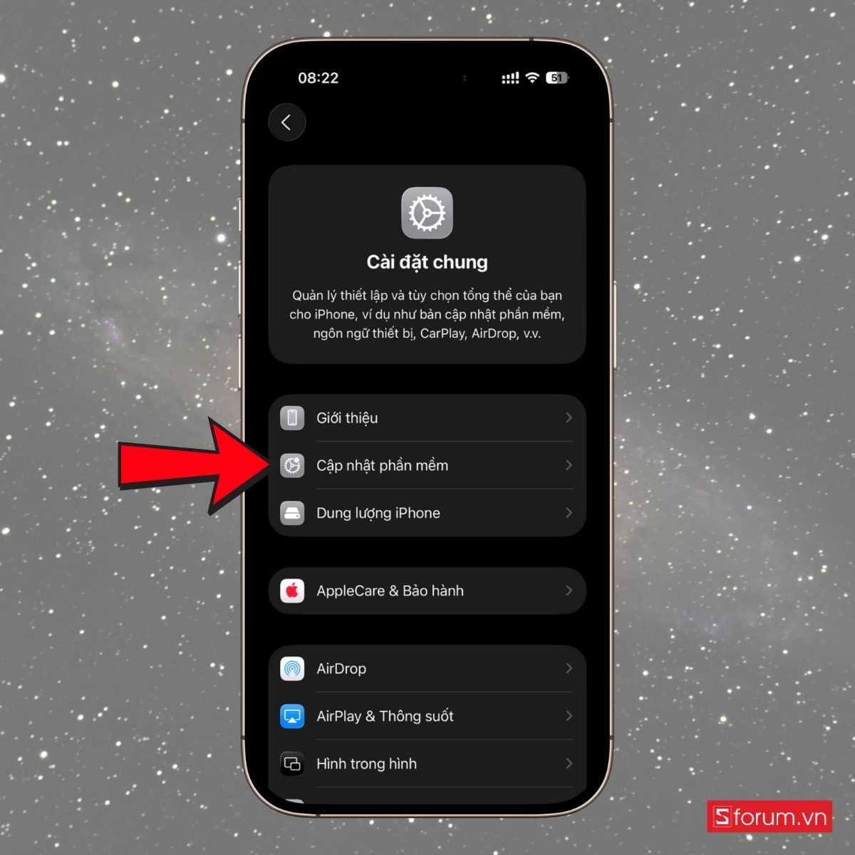 Chọn tiếp vào mục Cập nhật phần mềm