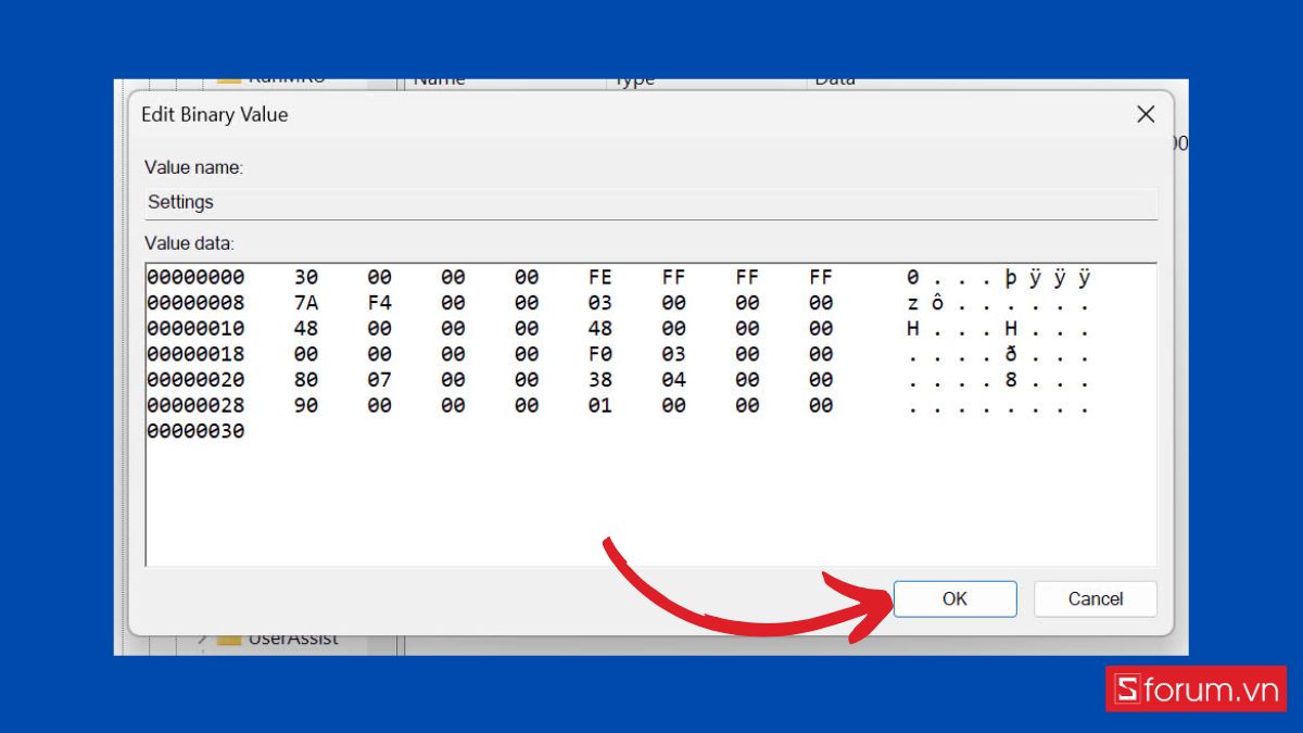 Di chuyển thanh Taskbar Win 11 bằng Windows Registry bước 5 (Hình minh họa)