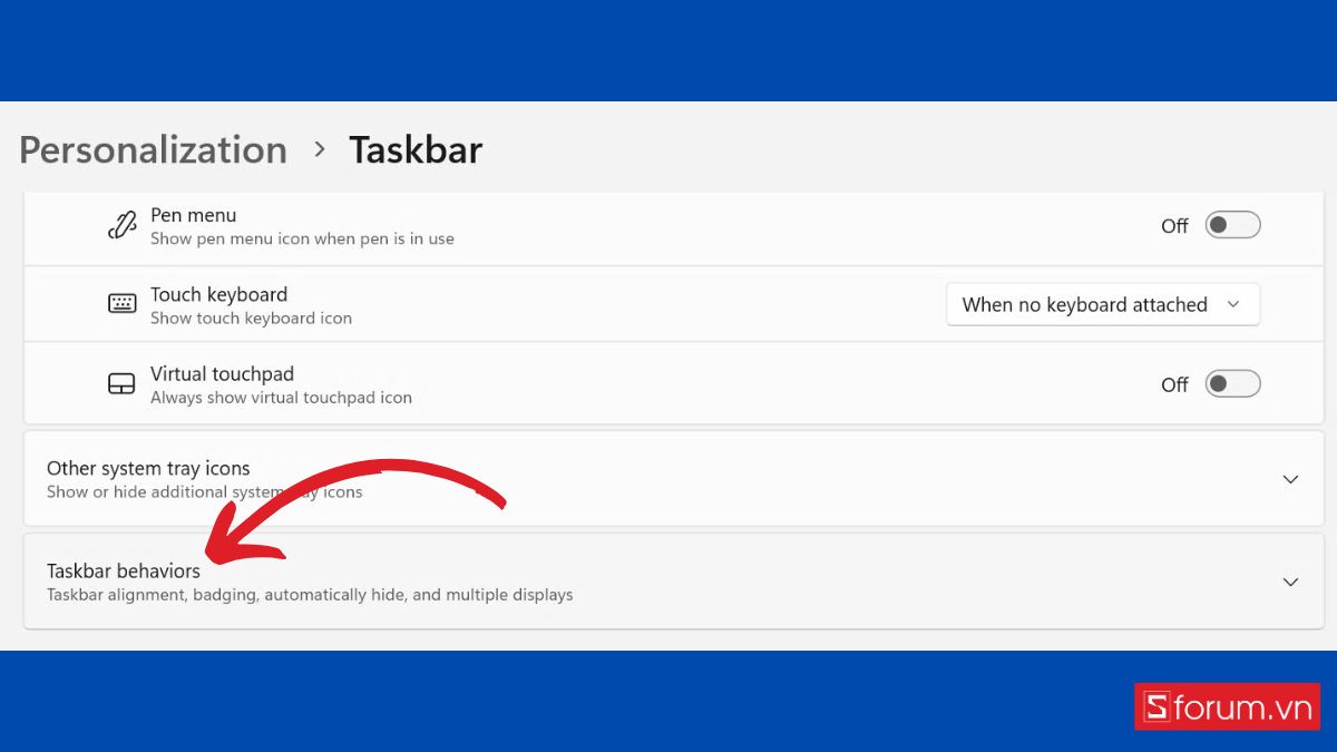 Di chuyển thanh Taskbar Win 11 bằng Settings bước 2 (Hình minh họa)
