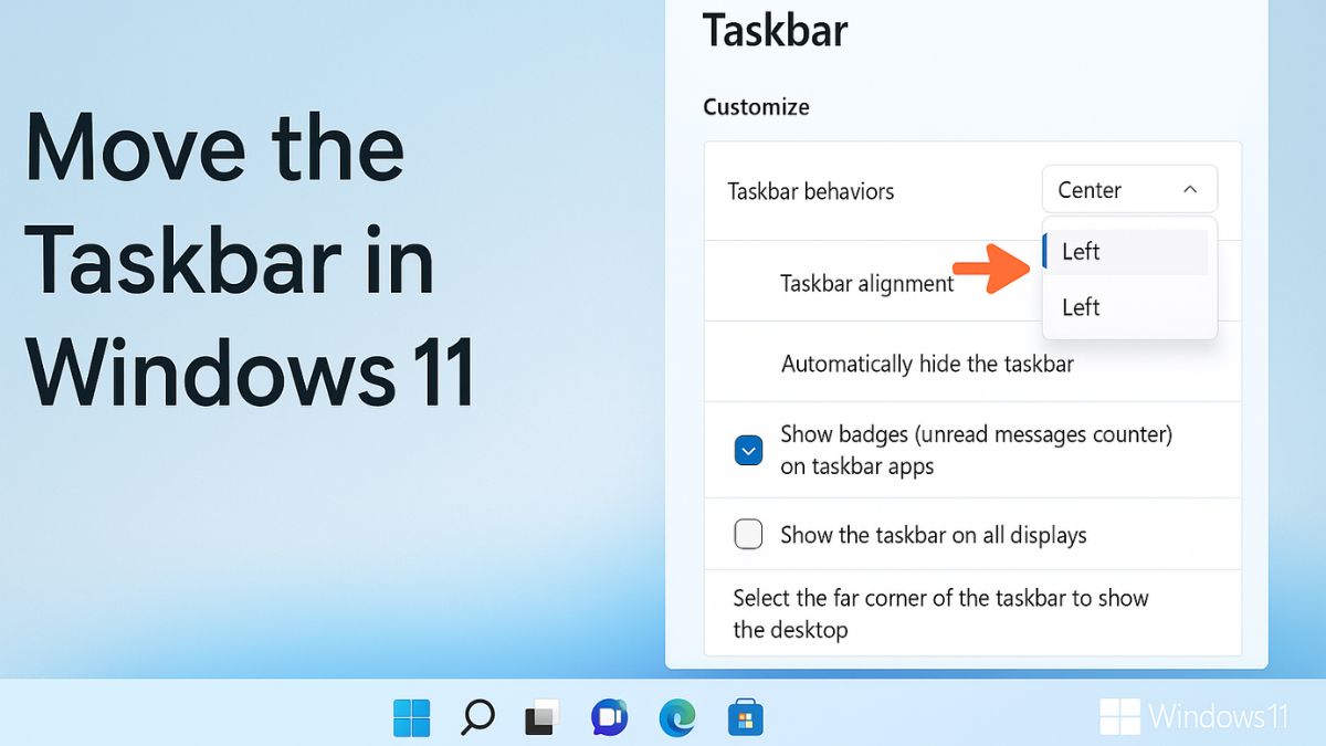 Tìm hiểu cách di chuyển thanh Taskbar Win 11 đơn giản