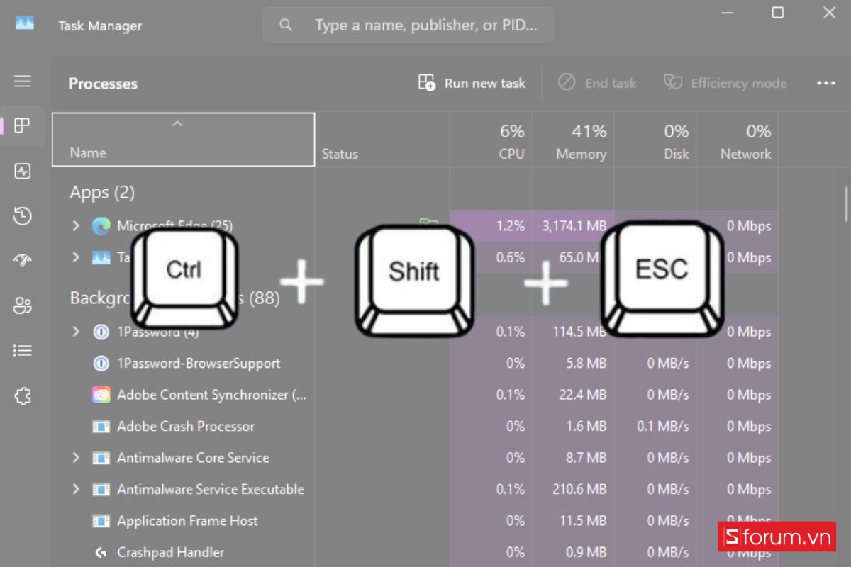 Khởi động lại trình Windows Explorer bước 1 (Hình minh họa)