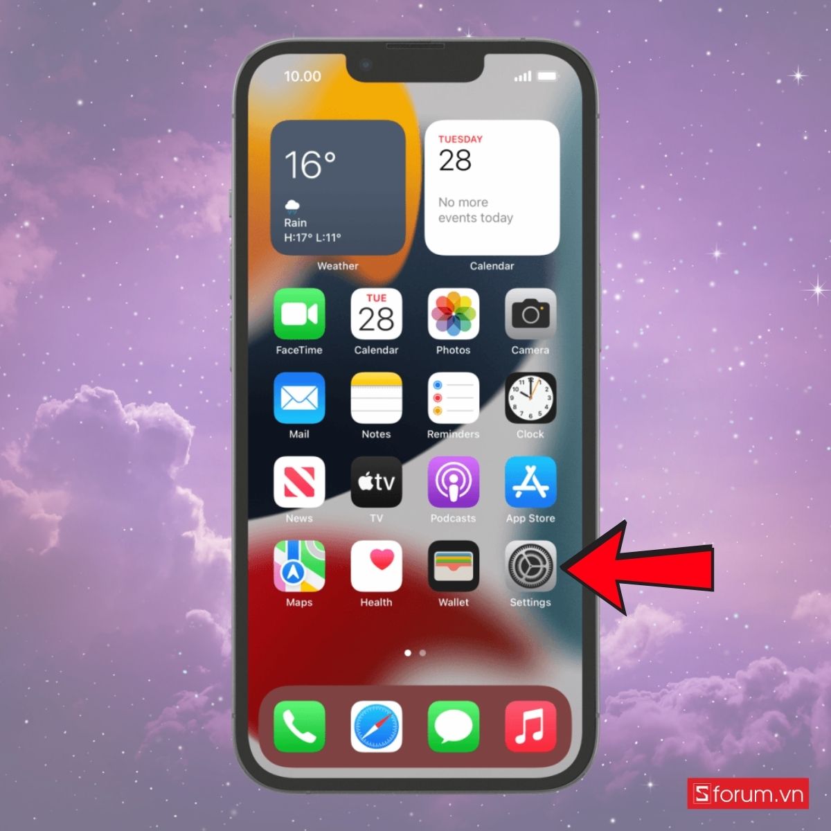 Mở phần Cài đặt trên iPhone