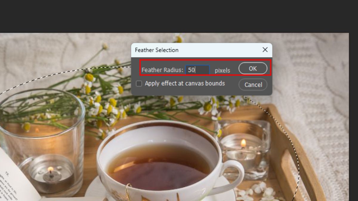 Làm mờ viền ảnh trong Photoshop bước 4