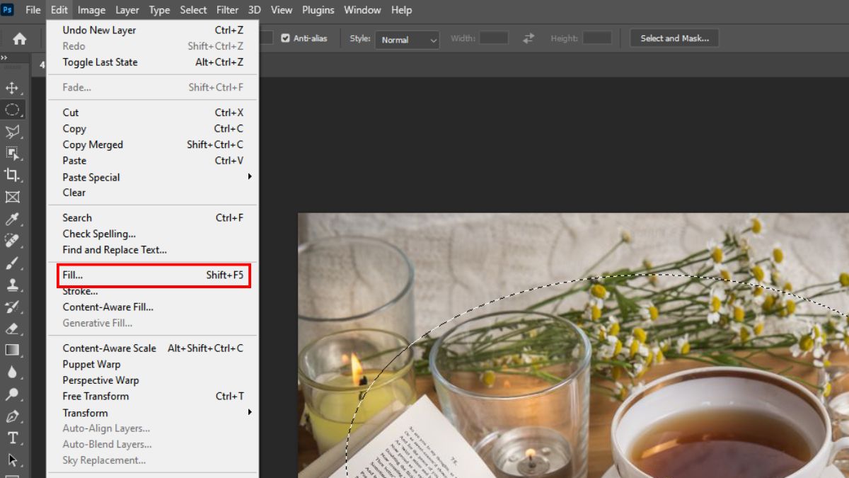 Làm mờ viền ảnh trong Photoshop bước 8