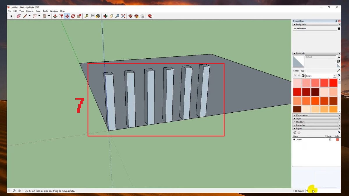 Dùng lệnh copy chia đều trong SketchUp