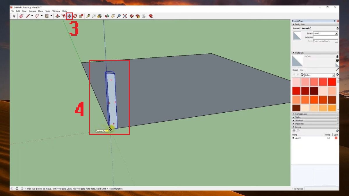 Dùng Move để tạo bản sao trong SketchUp