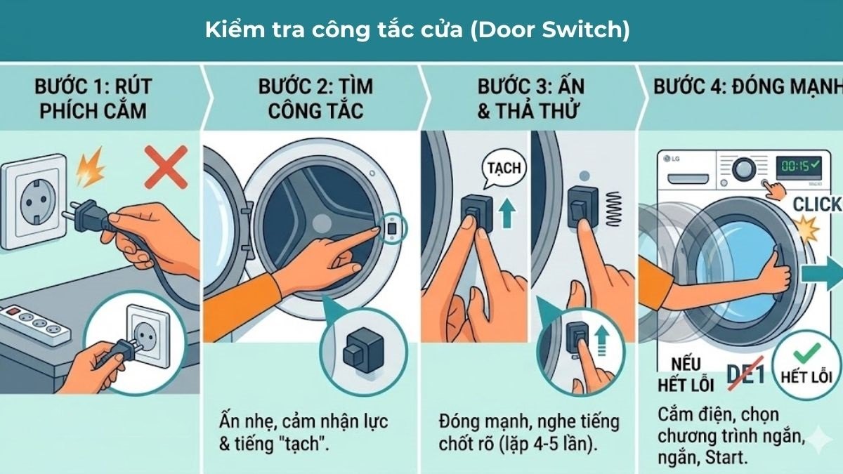 Cách kiểm tra và khắc phục lỗi DE1 máy giặt LG tại nhà