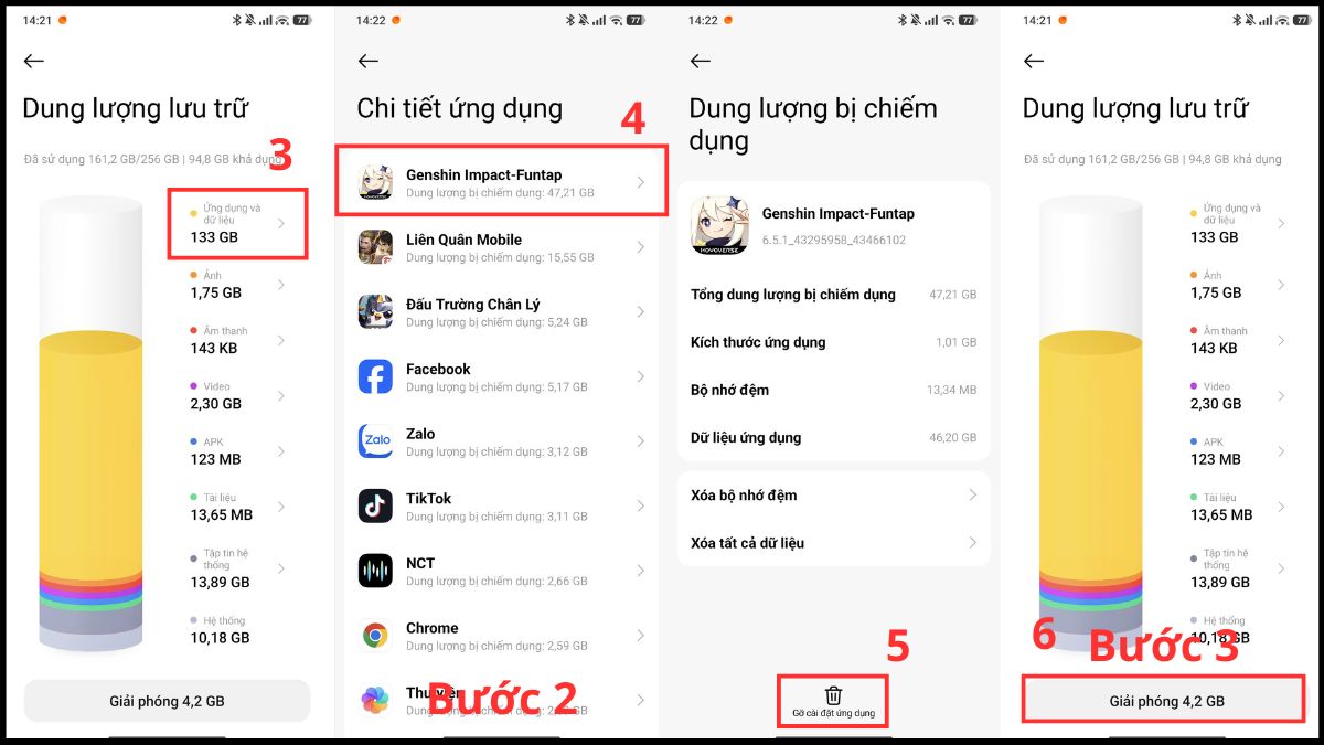 Sửa lỗi không mở được ứng dụng trên Android bằng cách Giải phóng bộ nhớ bước 2, 3