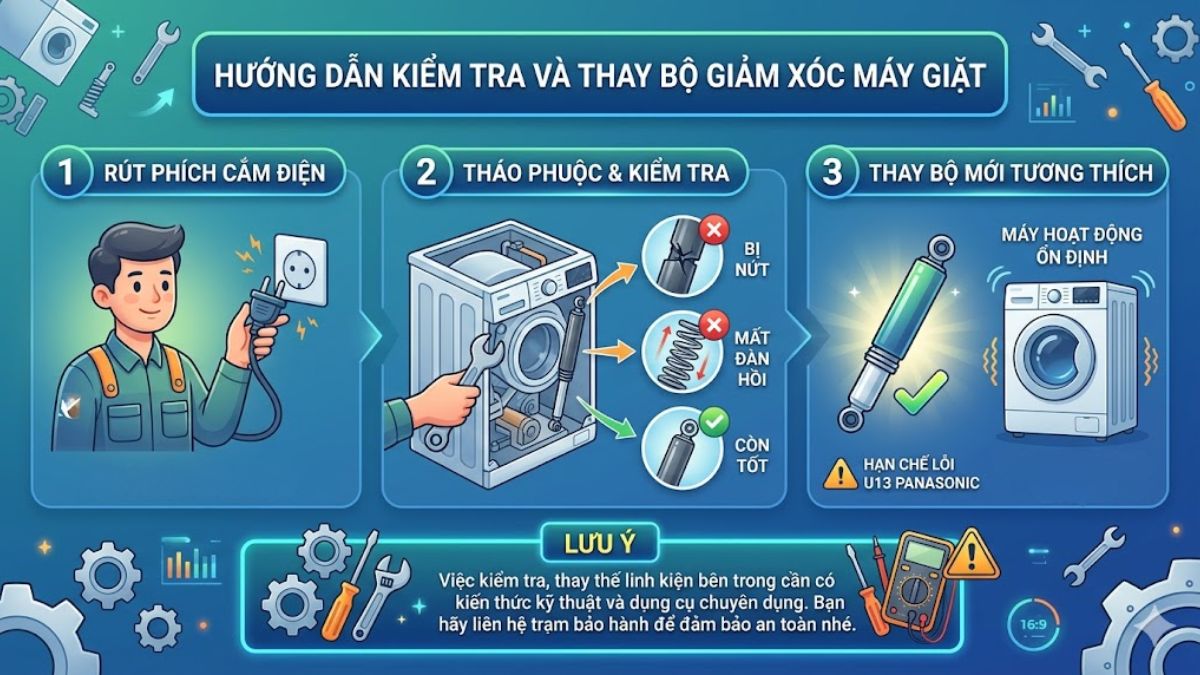 Cách khắc phục mã lỗi U13 máy giặt Panasonic 