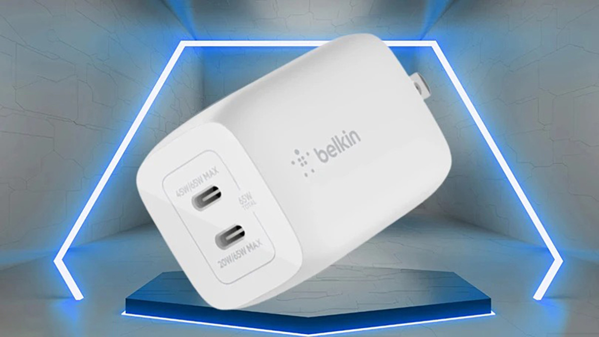 Belkin GaN 65W PD PPS 2 cổng có thiết kế gọn nhẹ, công suất cao