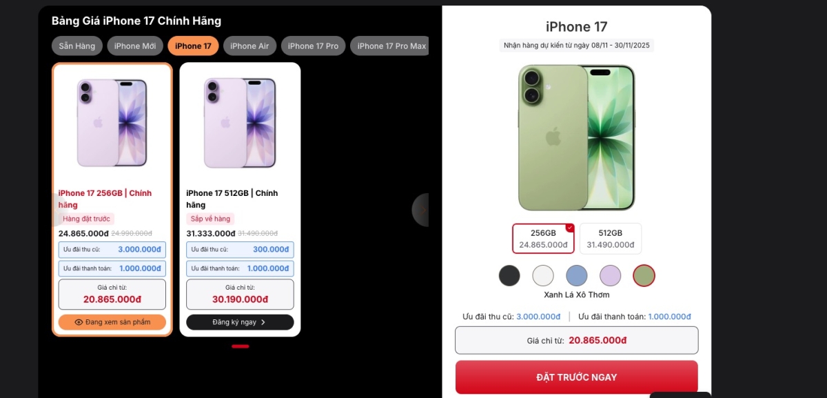 Cập nhật giá iPhone 20/10
