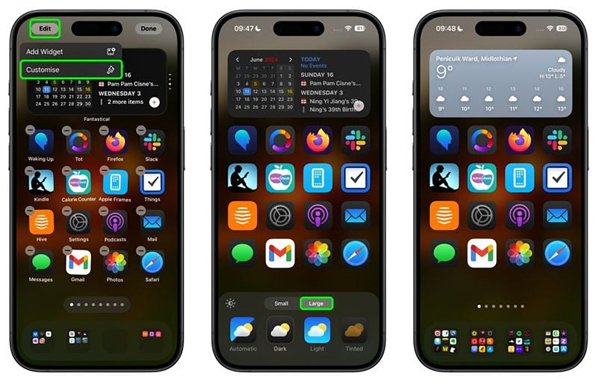 Icon có thể thay đổi kích thước trên iOS 18