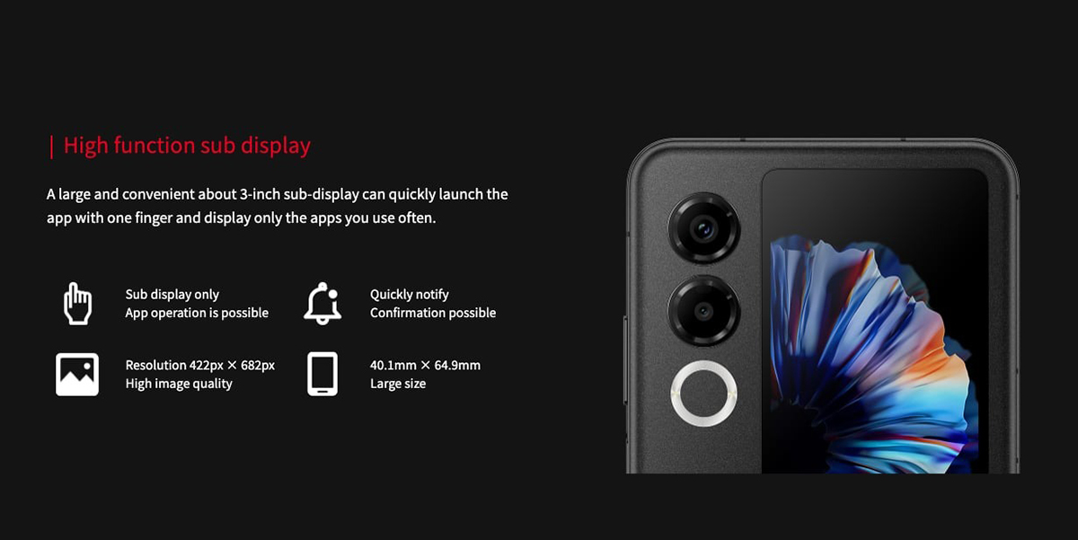 Thông tin màn hình phụ của nuba Flip 2