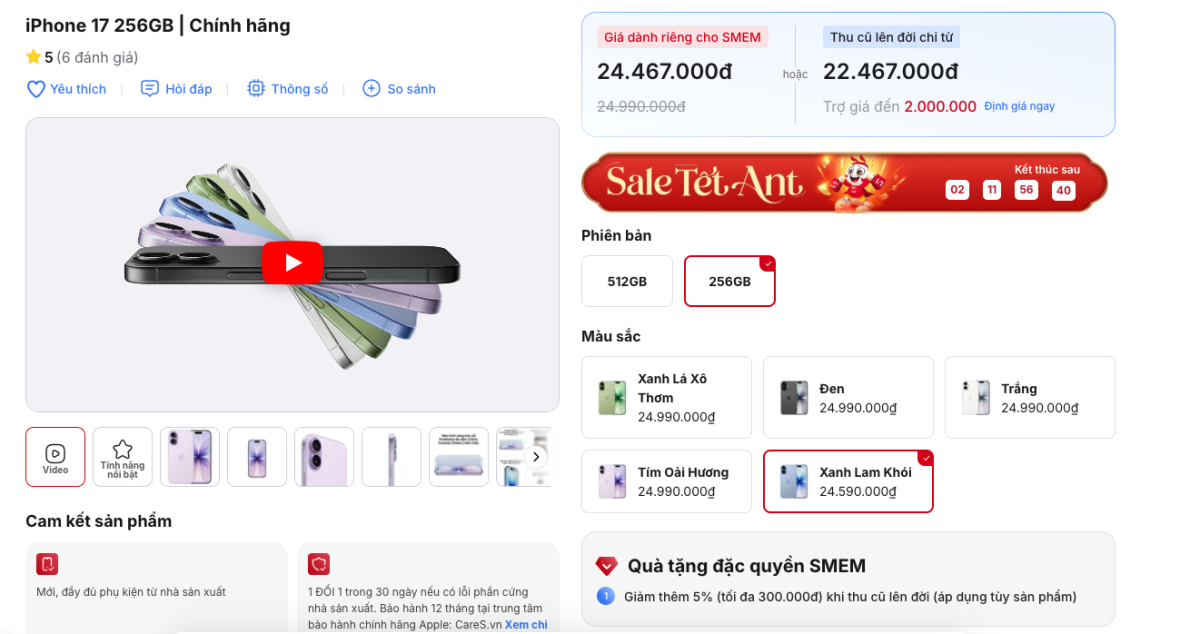 iPhone 17 có giá hấp dẫn sau Tết Bính Ngọ 2026