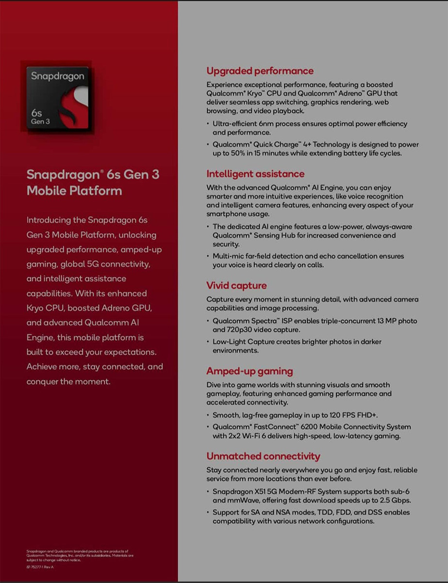 Chip Snapdragon 6s Gen 3 có gì mới về CPU