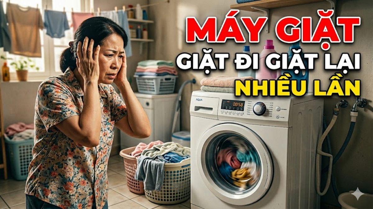 Máy giặt giặt đi giặt lại nhiều lần: Nguyên nhân và cách khắc phục