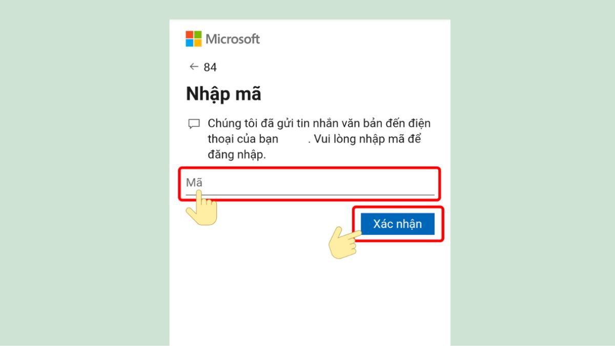Cần nhập OTP ở app Microsoft Authenticator