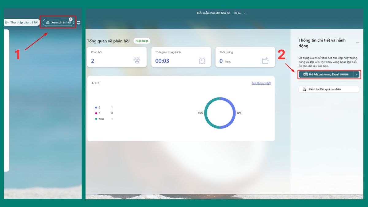 Microsoft Forms cho phép xem và xử lý kết quả