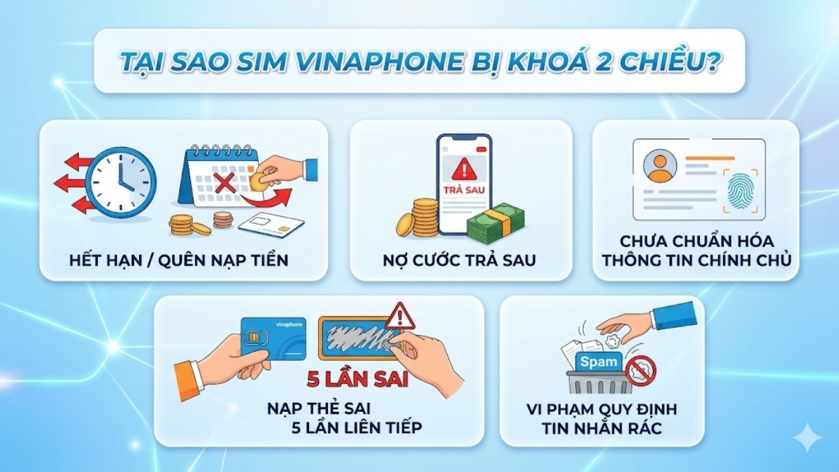 Các nguyên nhân chính khiến SIM VinaPhone bị khóa 2 chiều