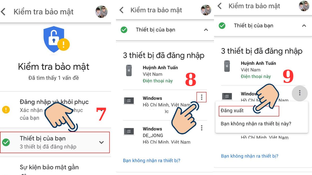 Cách đăng xuất Gmail từ xa qua tài khoản Google trên điện thoại 3