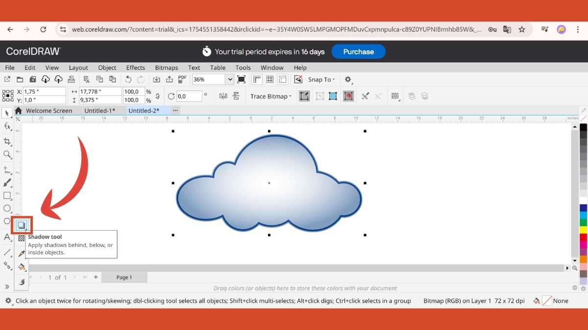 Hướng dẫn đổ bóng trong Corel bằng công cụ Drop Shadow Tool 2