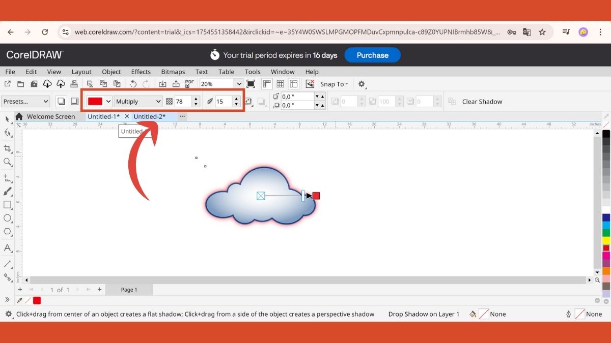 Hướng dẫn đổ bóng trong Corel bằng công cụ Drop Shadow Tool 3