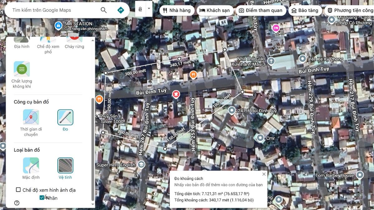 Một số mẹo để đo diện tích chính xác hơn trên Google Map