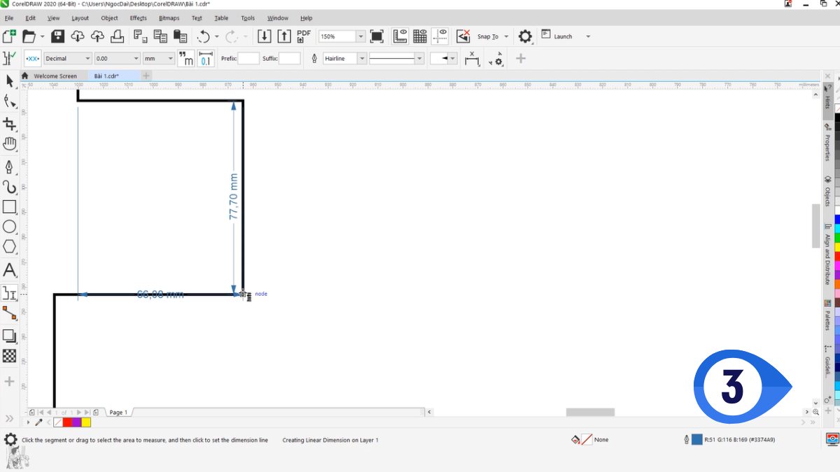 Hướng dẫn dùng Parallel Dimension Tool đo kích thước trong Corel 12