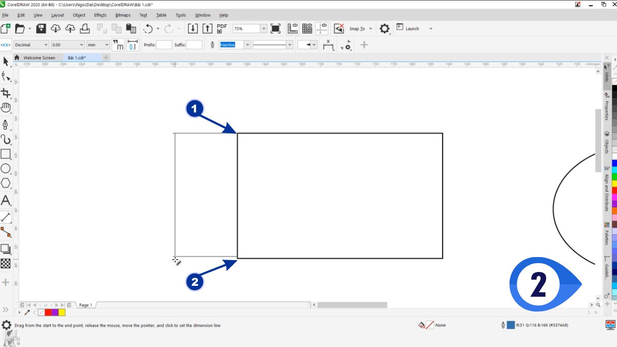 Hướng dẫn dùng Parallel Dimension Tool đo kích thước trong Corel 2
