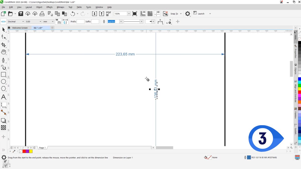 Hướng dẫn dùng Parallel Dimension Tool đo kích thước trong Corel 6