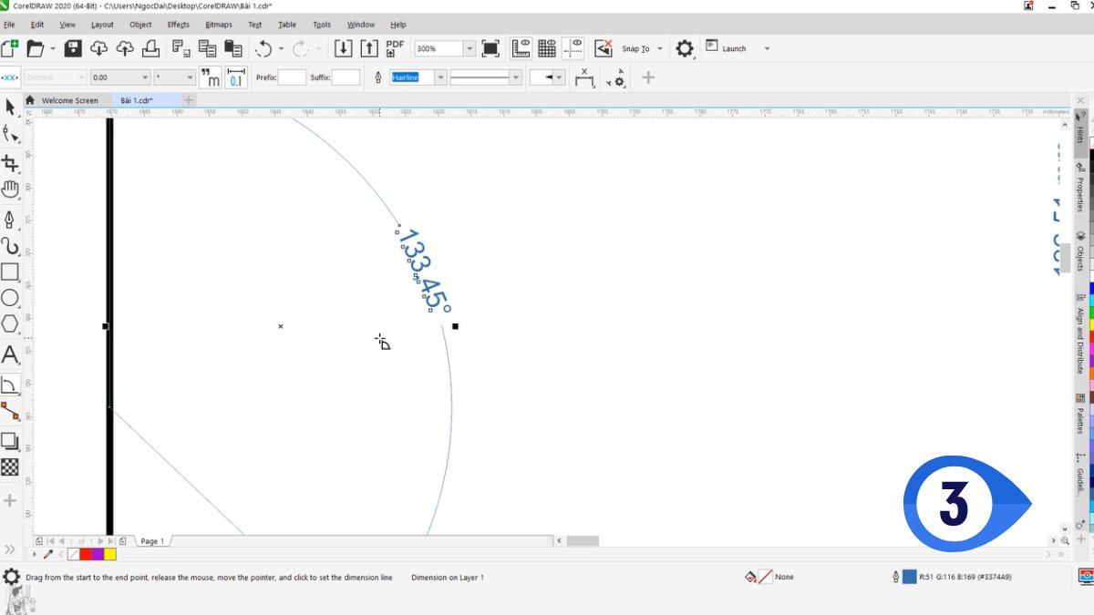 Hướng dẫn dùng Parallel Dimension Tool đo kích thước trong Corel 9