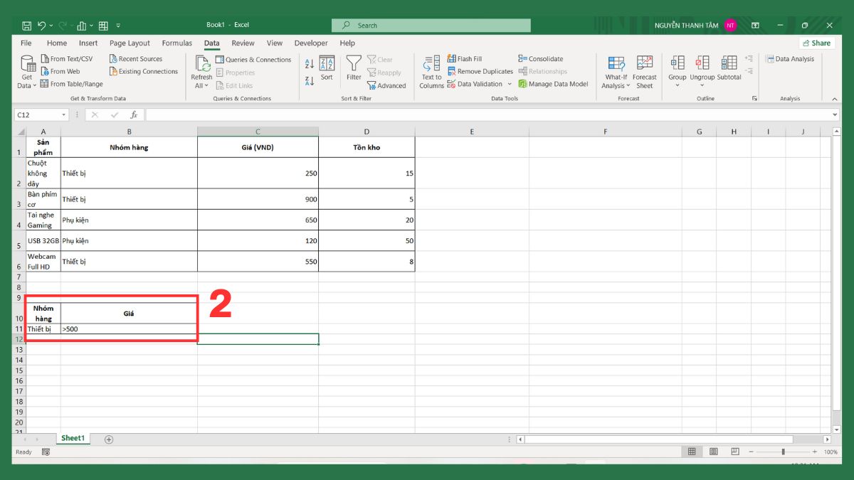 Cách dùng Advanced Filter trong Excel theo vùng điều kiện 12