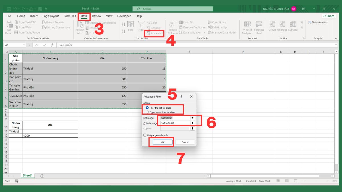 Cách dùng Advanced Filter trong Excel theo vùng điều kiện 16