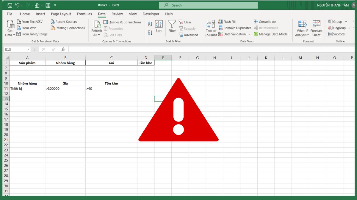 Các lỗi thường gặp khi dùng Advanced Filter và cách khắc phục