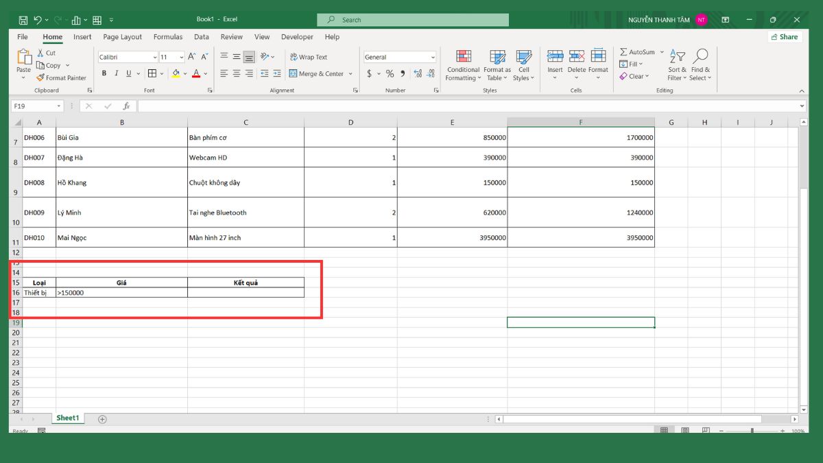 Chi tiết cách sử dụng Advanced Filter trong Excel 2