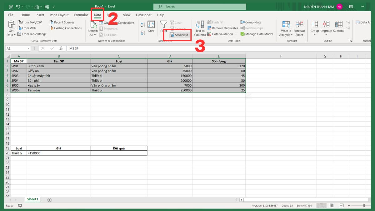 Chi tiết cách sử dụng Advanced Filter trong Excel 4