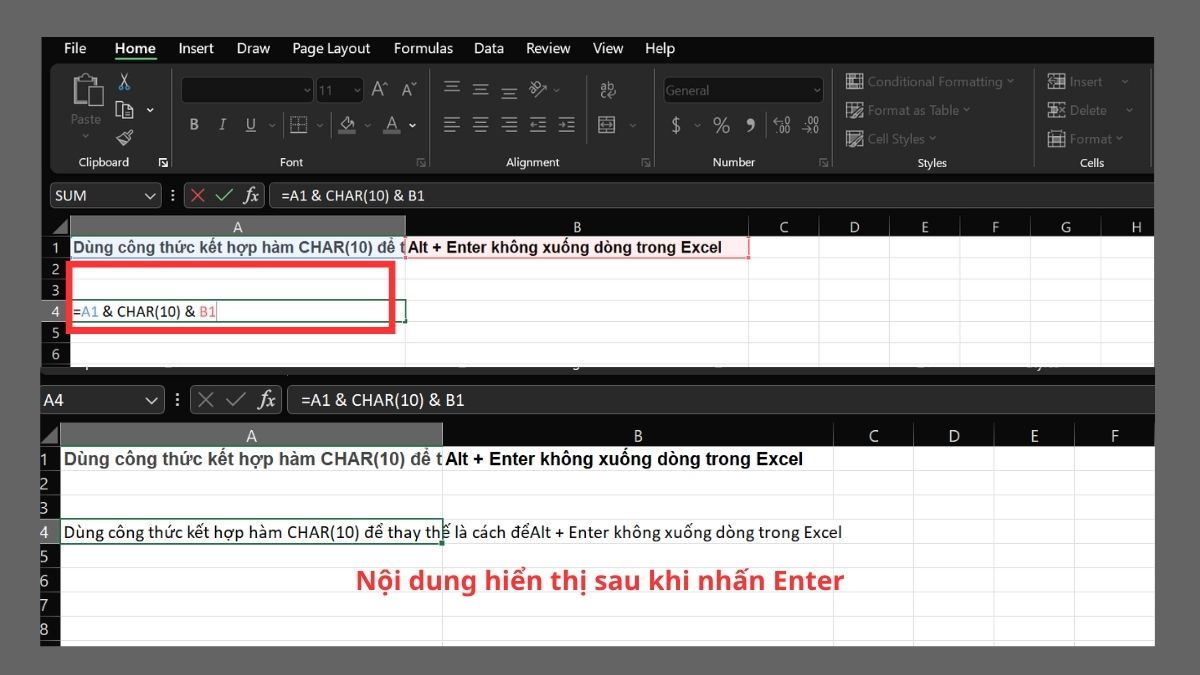 Cách khắc phục lỗi Alt + Enter không hoạt động trong Excel 7