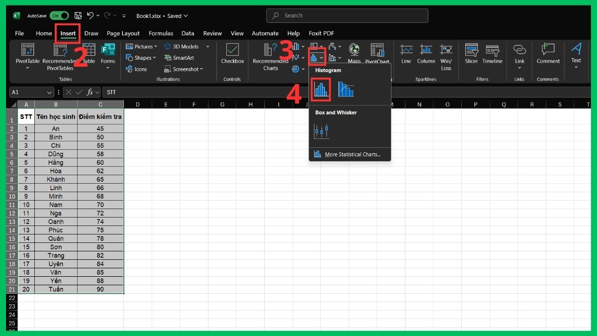 Hướng dẫn chi tiết cách tạo biểu đồ Histogram 2