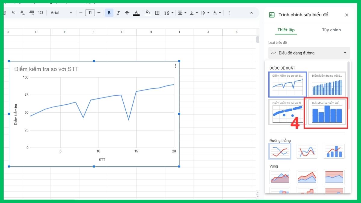 Tạo biểu đồ Histogram trong Google Sheets 3