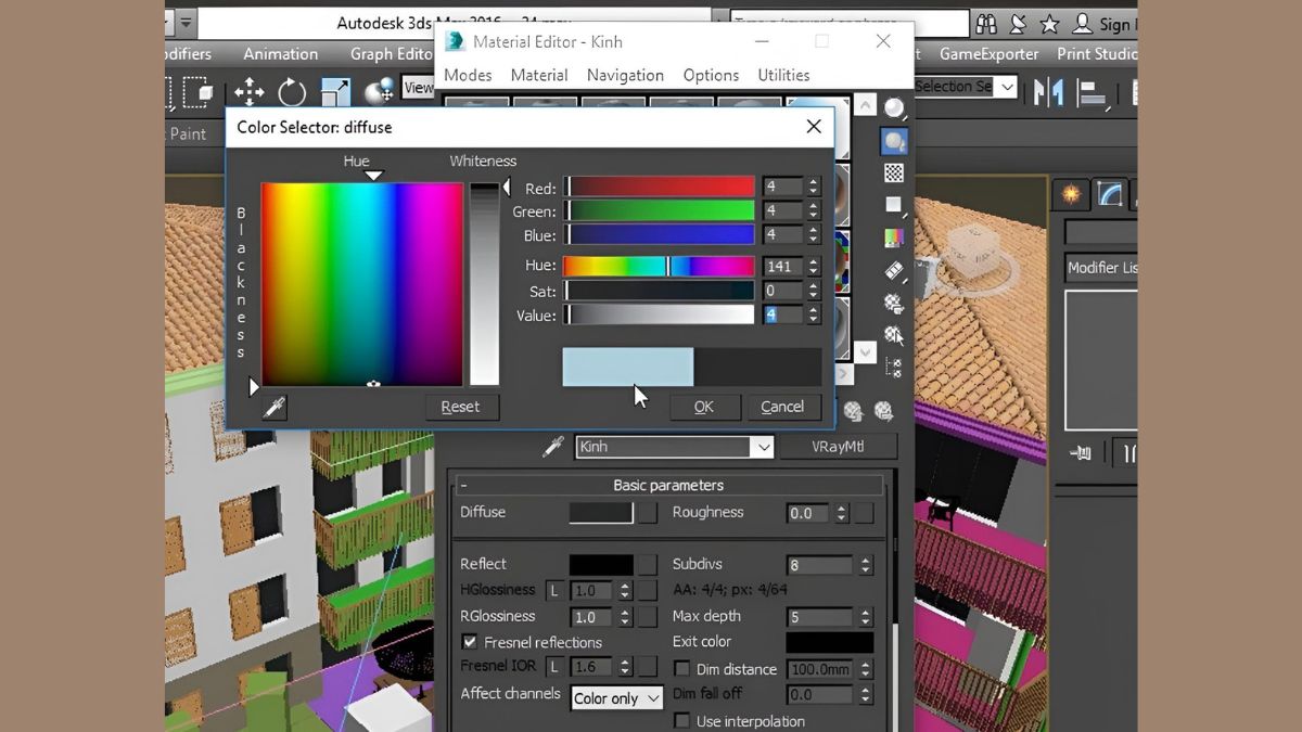 Hướng dẫn chi tiết cách làm vật liệu gương trong 3DMax 1